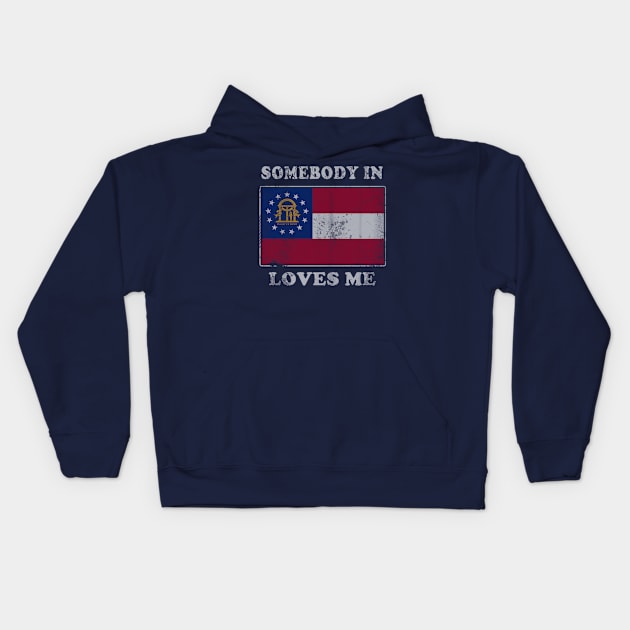 Somebody In Georgia Loves Me Kids Hoodie by E